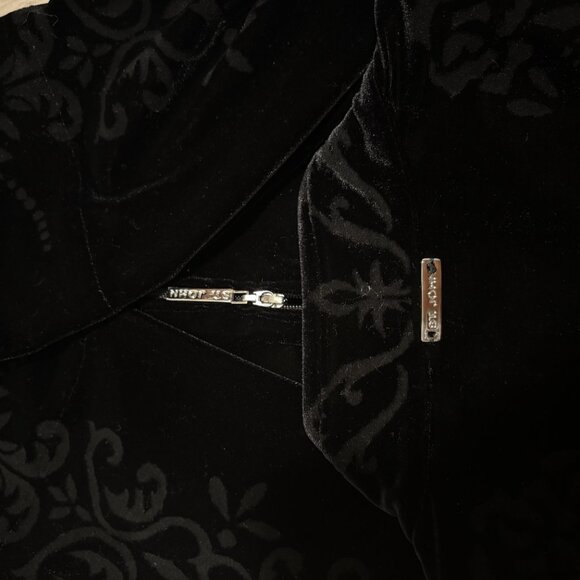 St. John Sport Zip Jacket Black Damask Detail - Size L - Picture 6 of 6